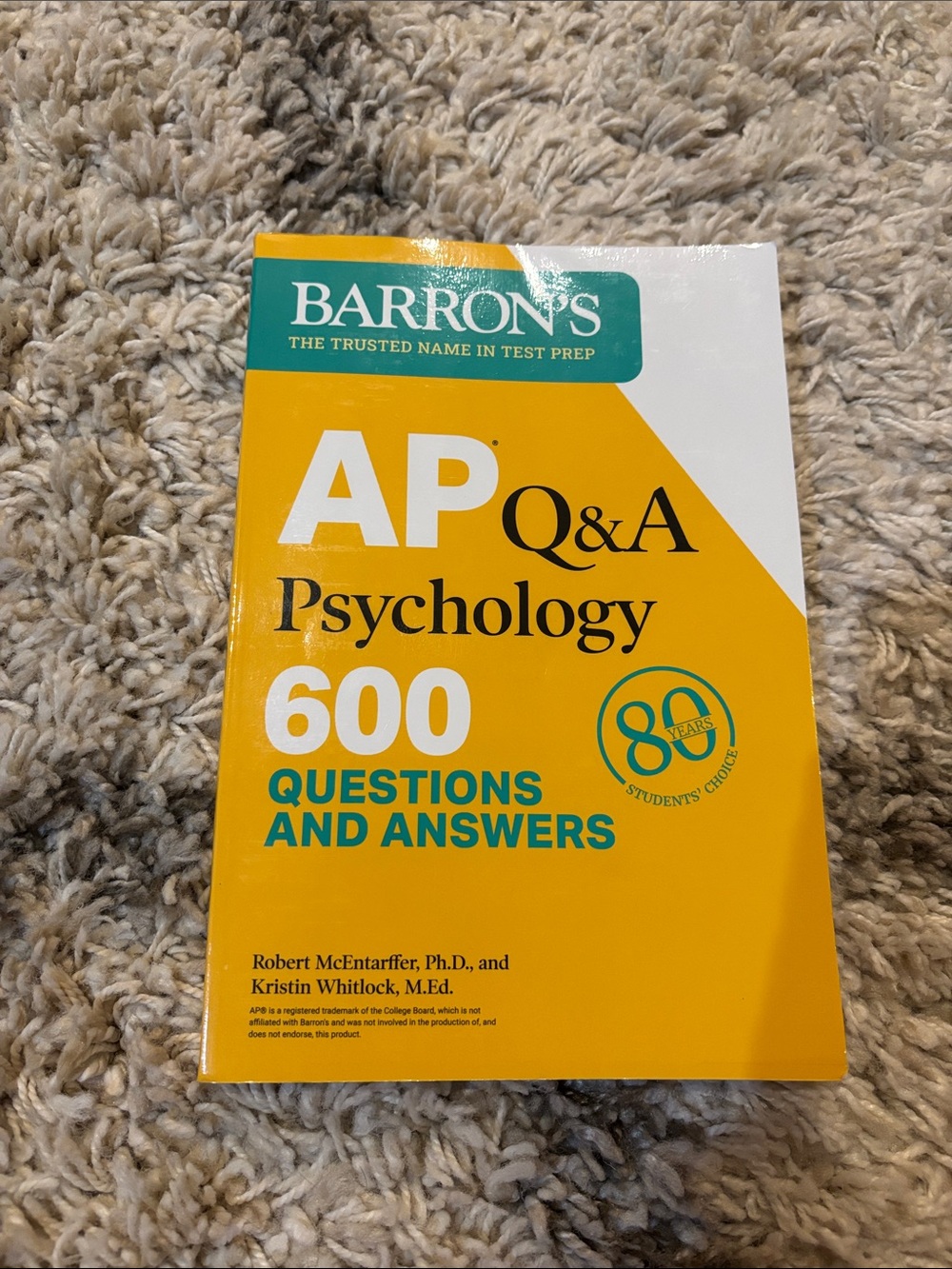 Barron's AP Psychology Q&A 600 Questions and Answers - Yellow/Green Cover